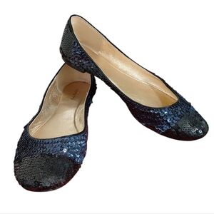 Saks 5th Avenue ALL BLACK Blue And Black Sequin Ballet Flats Size 7